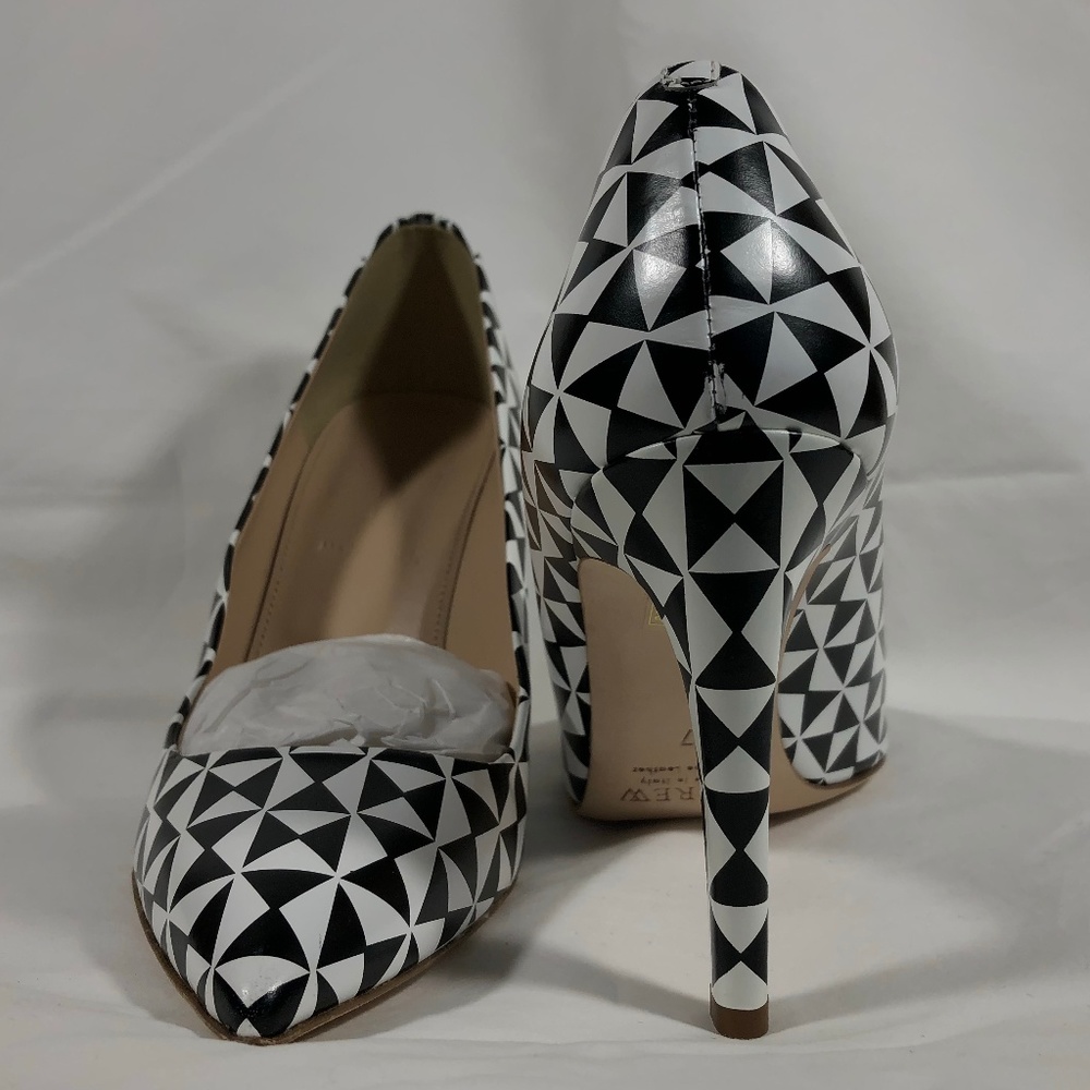 J. Crew Black and White triangle patterned heels